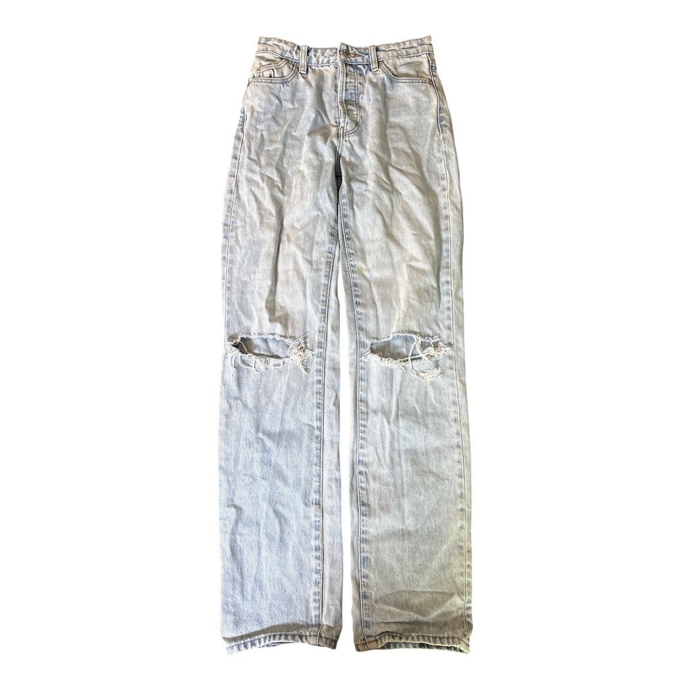 Rollas Classic Straight High Rise Distressed Light Wash Jeans Size 24 Aussie 6